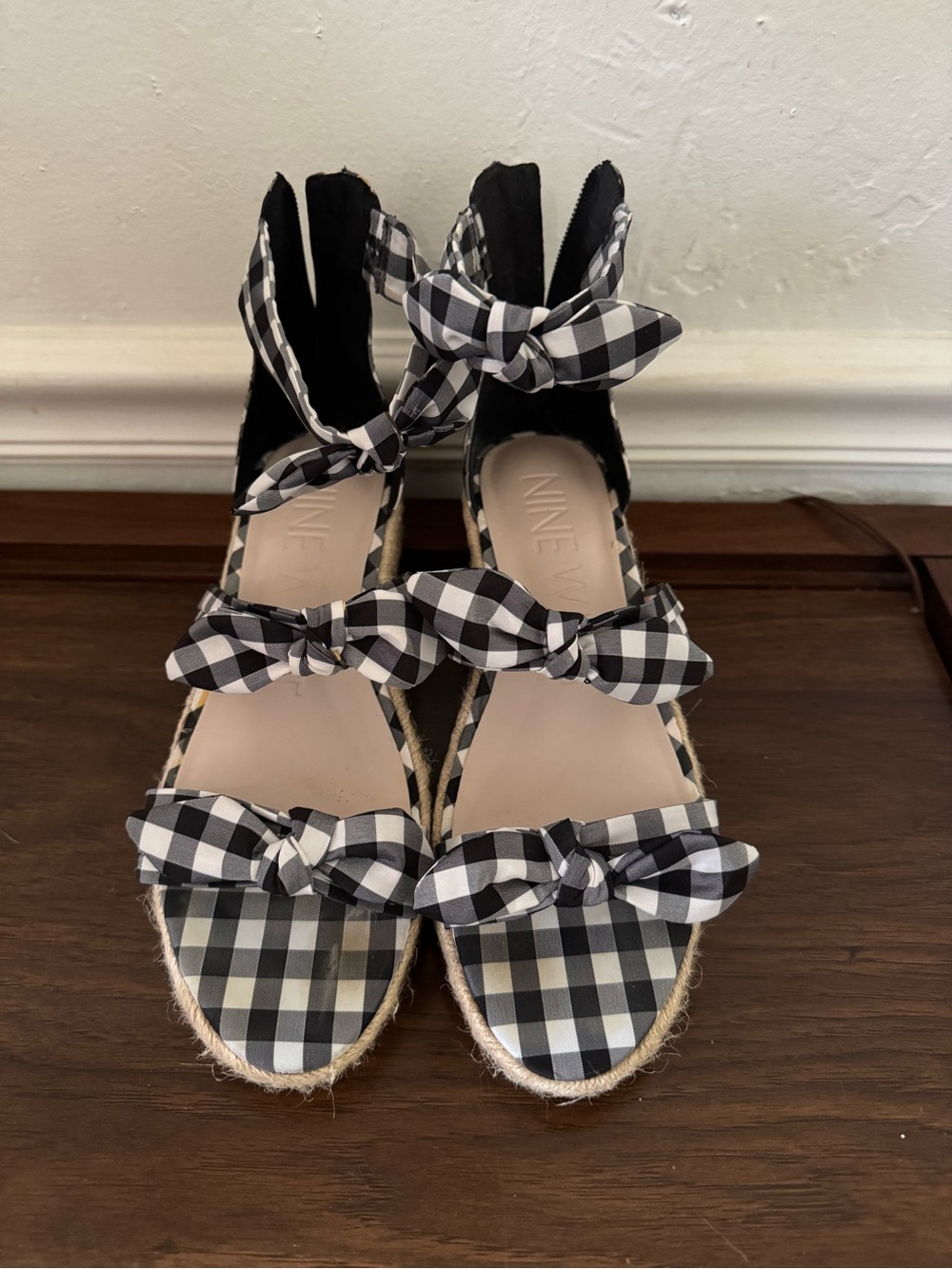 NINE WEST Gingham Bow Espadrilles